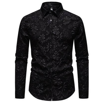 Chemise homme manches longues aspect texturé style moderne