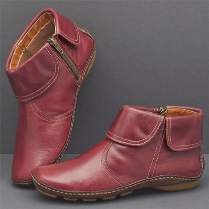 Bottines élégantes en cuir avec fermeture éclair latérale pour femme