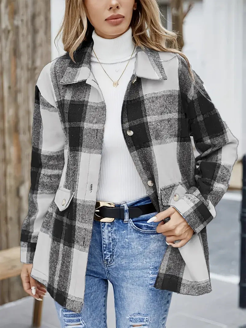 Chemisier oversize à carreaux chic pour femme