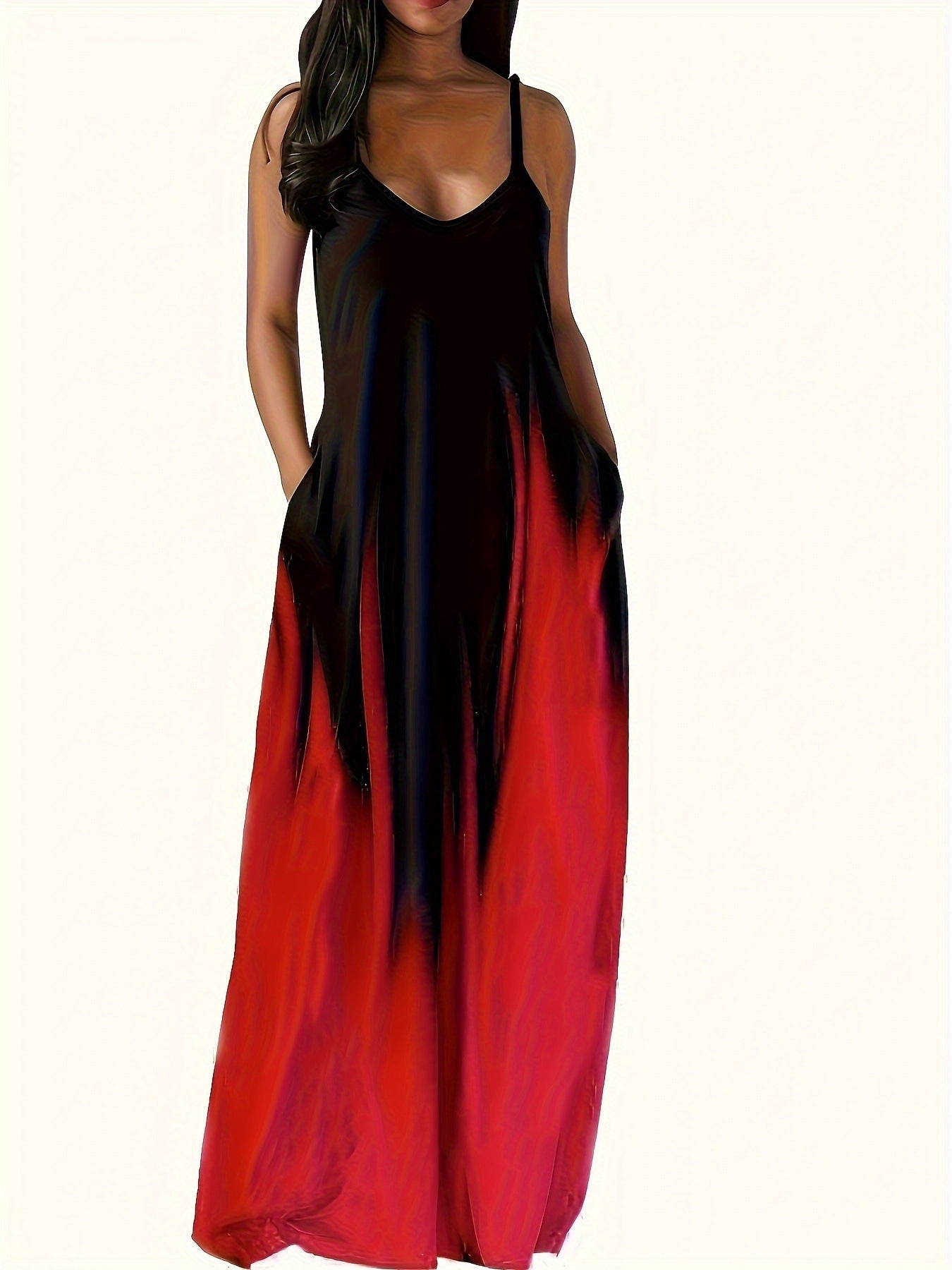 Robe longue élégante pour femme avec poches latérales