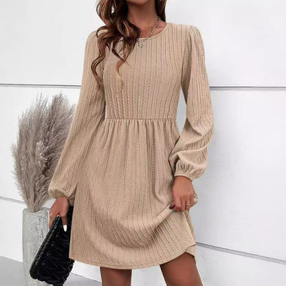 Robe femme manches longues plissée élégante décontractée