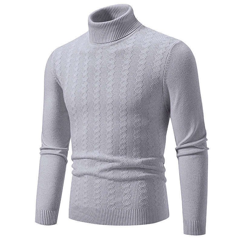 Pull-over homme col roulé tricot torsadé