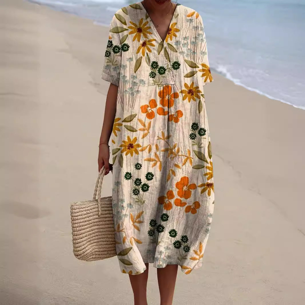 Robe d'été motif floral coloré pour femme