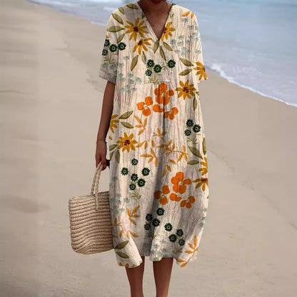 Robe d'été motif floral coloré pour femme