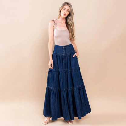 Robe longue bohème chic avec volants élégante