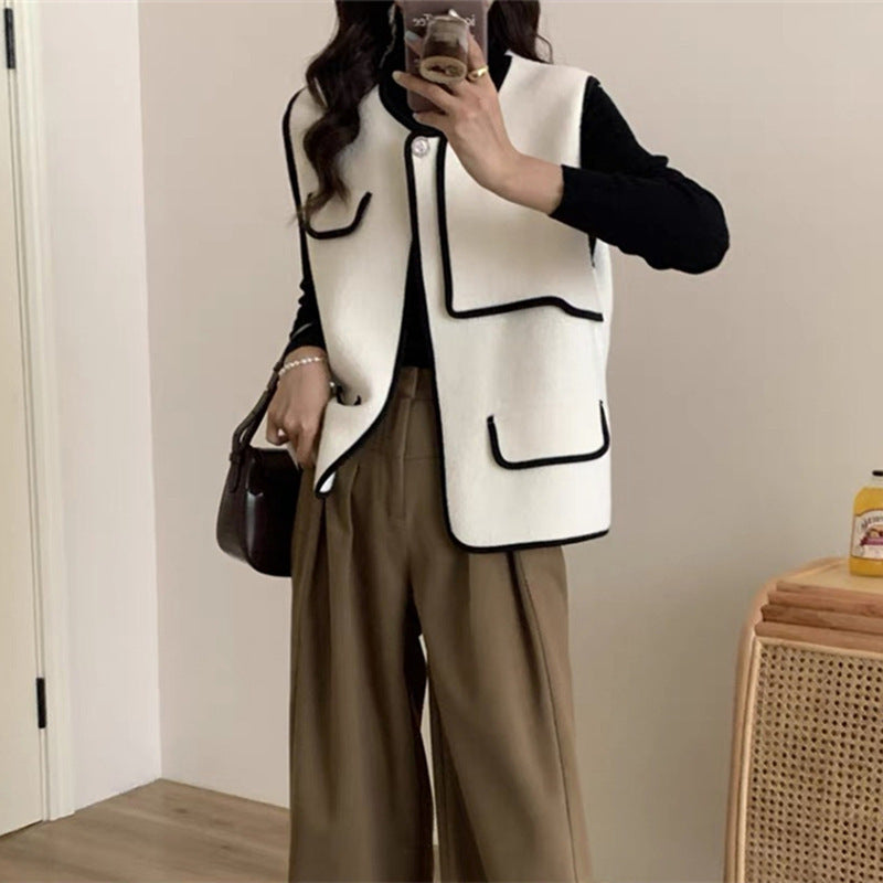 Gilet femme Chic Poches contrastantes Design élégant
