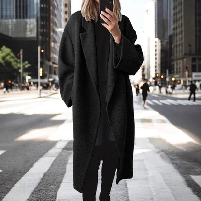 Weiter Damen Oversized Wollmantel Elegantes Design - IdealeKleiden