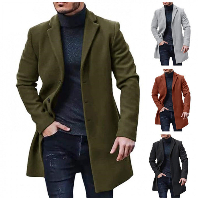 Herren Wollmantel Slim Fit Elegant Schwarz - IdealeKleiden