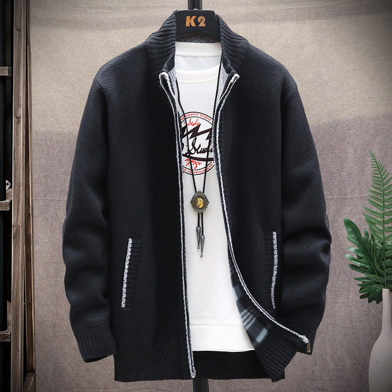 Cardigan homme col montant moderne poches