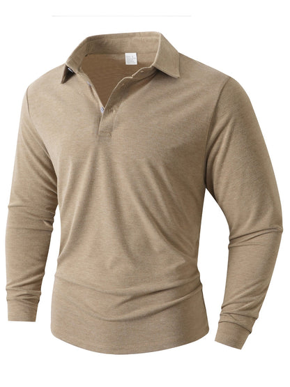 Polo à manches longues pour hommes, coupe ajustée moderne