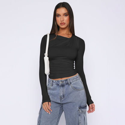 Haut côtelé asymétrique pour femme Élégant haut