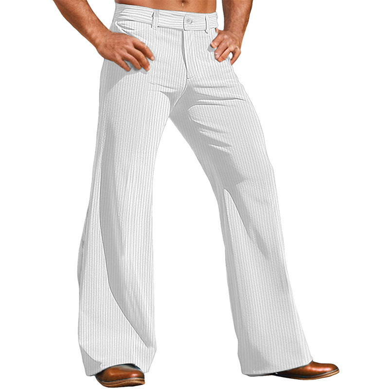 Pantalon vintage homme Coupe évasée Rayures Pantalon élégant