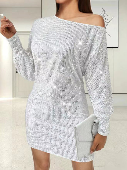 Robe de soirée élégante asymétrique pailletée pour femme