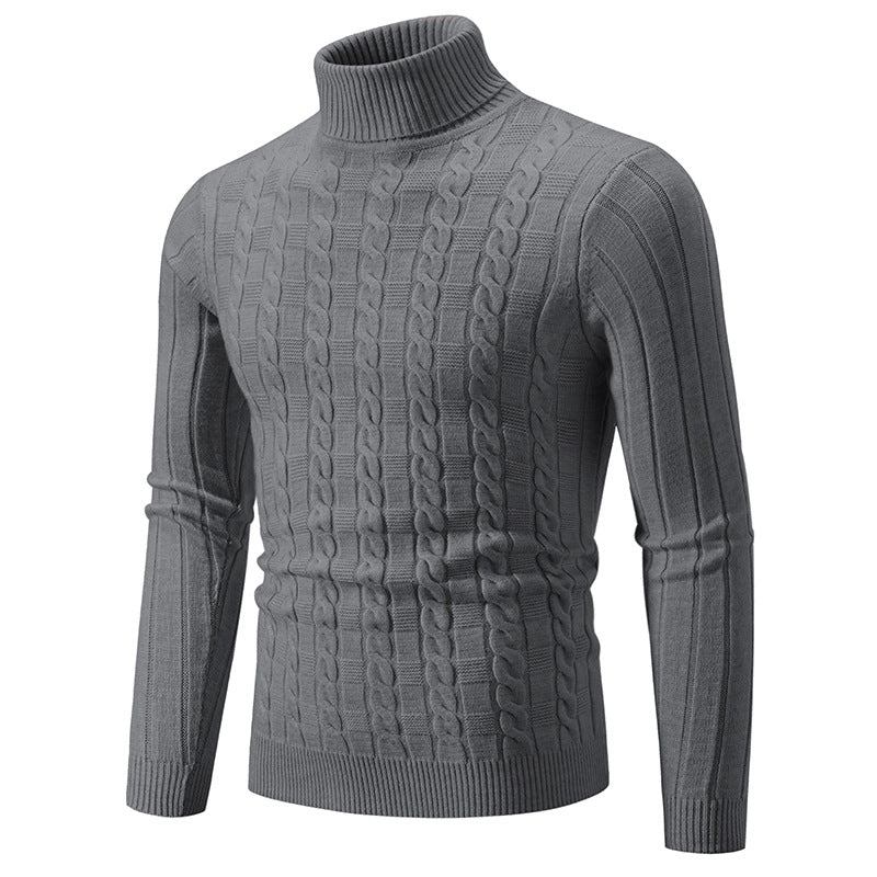 Pull en maille homme col roulé torsadé classique