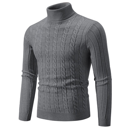 Pull en maille homme col roulé torsadé classique