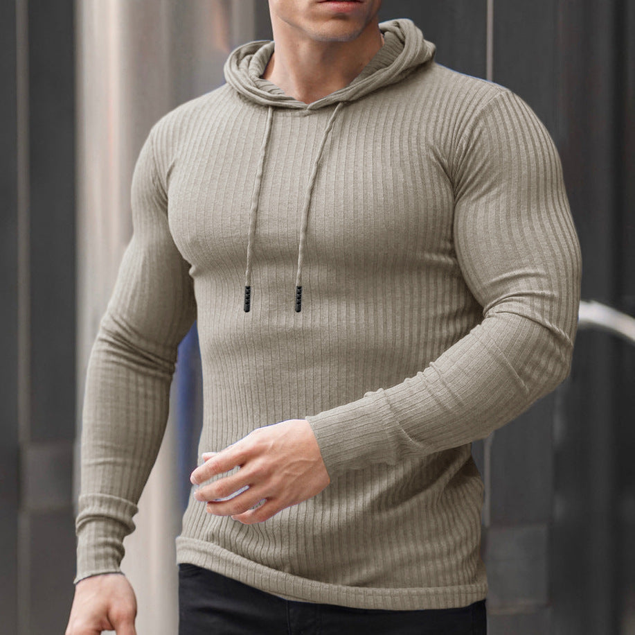 Sweat-shirt à capuche pour homme, motif côtelé tendance