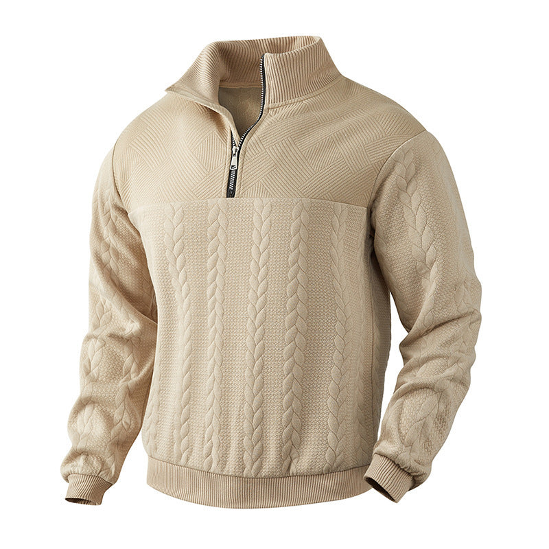 Pull tricoté homme, col montant moderne, fermeture éclair