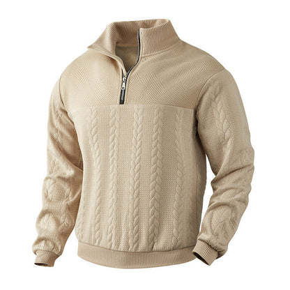 Pull tricoté homme, col montant moderne, fermeture éclair