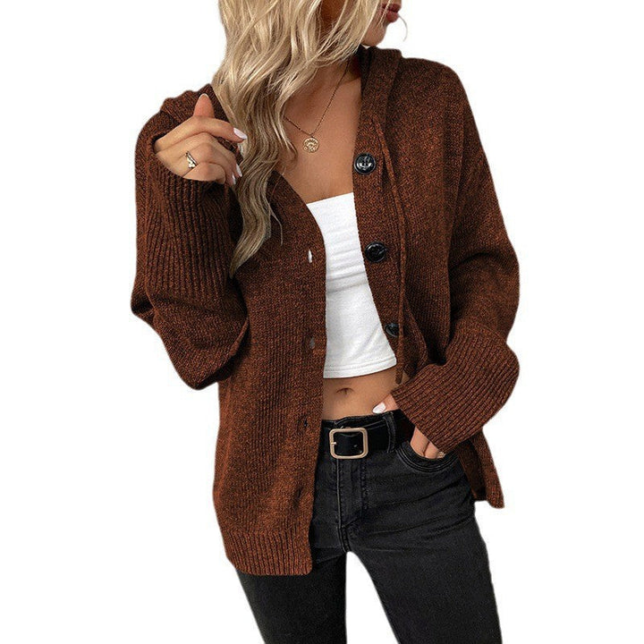 Cardigan femme capuche bouton style vintage