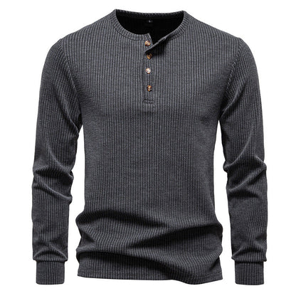 Chemise à manches longues pour homme, à rayures, style moderne