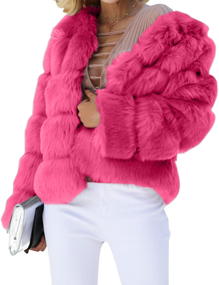 Veste femme en fausse fourrure Douce Volumineuse Design élégant