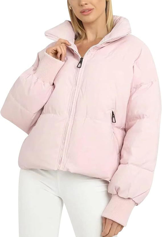 Damen Pufferjacke Kurz Warm mit Reißverschluss - IdealeKleiden