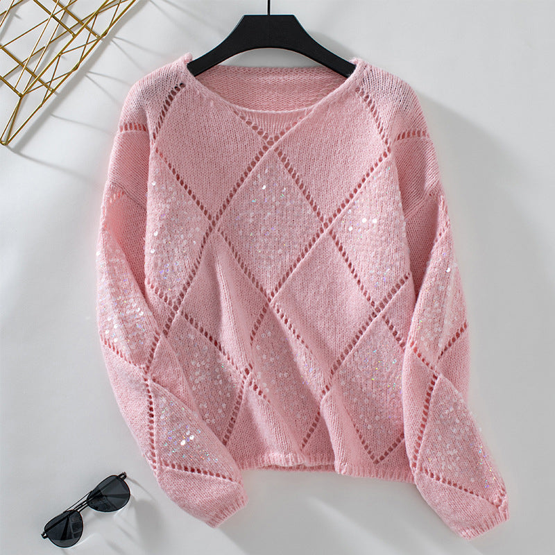 Pull léger en maille ajourée mi-saison