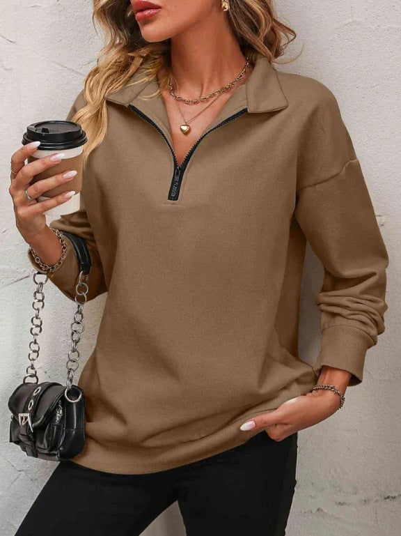 Sweat-shirt Femme Décontracté Fermeture Éclair Sportif
