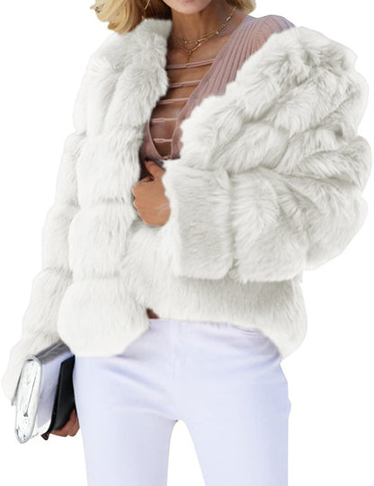 Veste femme en fausse fourrure Douce Volumineuse Design élégant