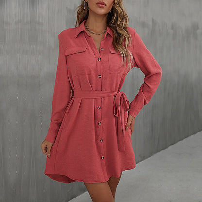 Robe chemisier élégante pour femme avec ceinture et poches