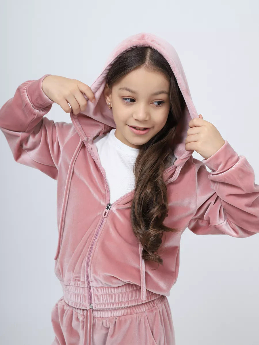 Ensemble de sport velours femme à capuche élastique