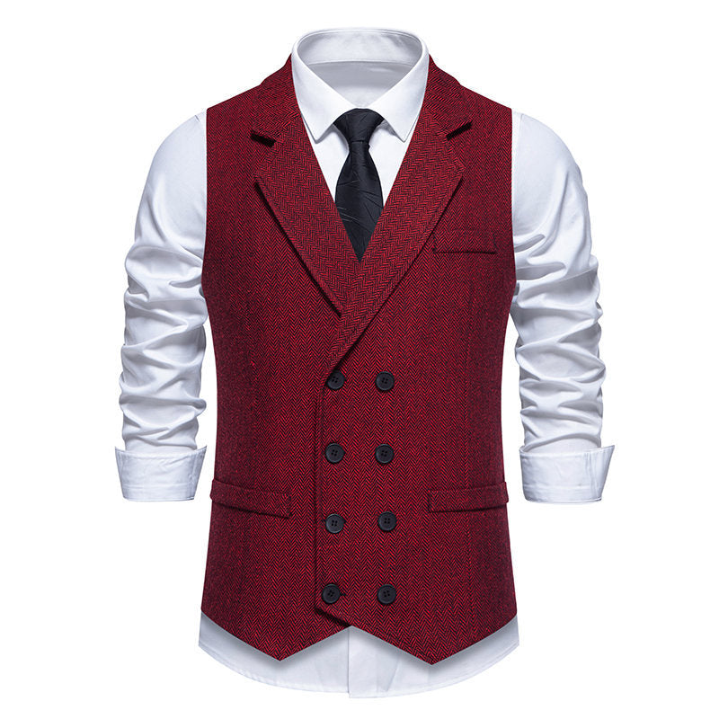 Gilet pour homme Élégant motif à chevrons Double boutonnage