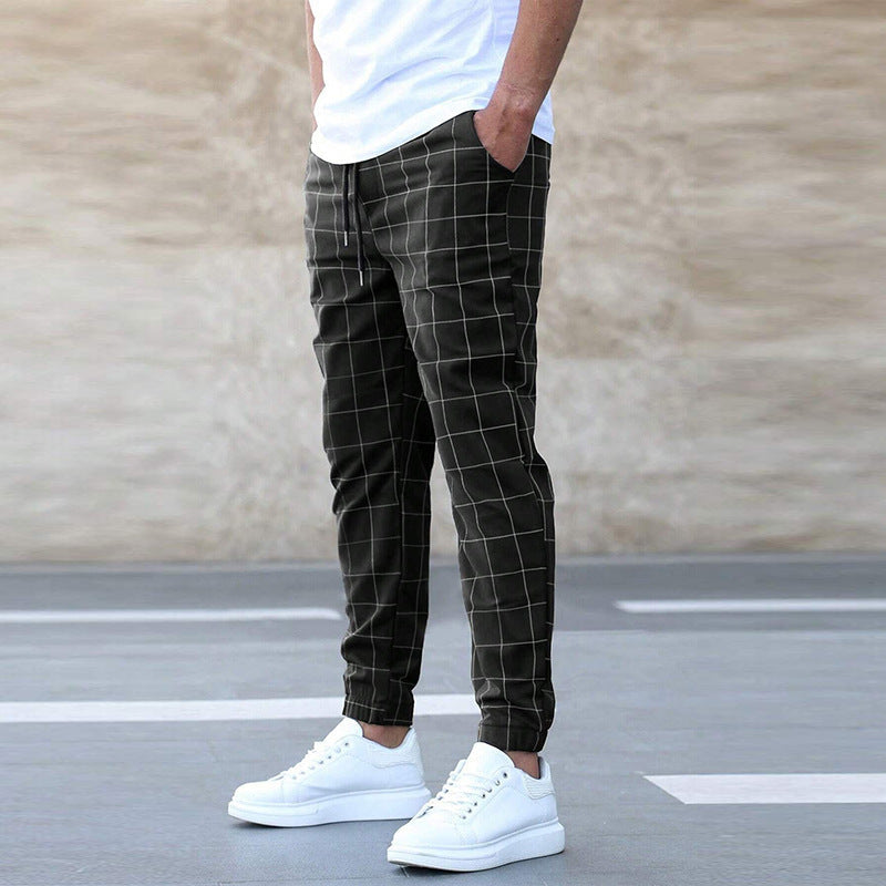 Pantalon de loisirs à carreaux, moderne et sportif