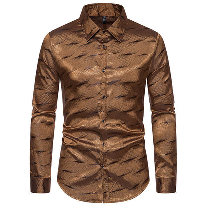 Chemise élégante à manches longues pour homme avec motif ondulé