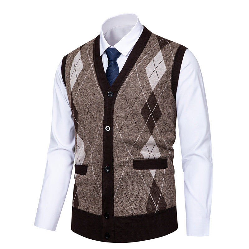 Cardigan homme élégant motif losanges moderne