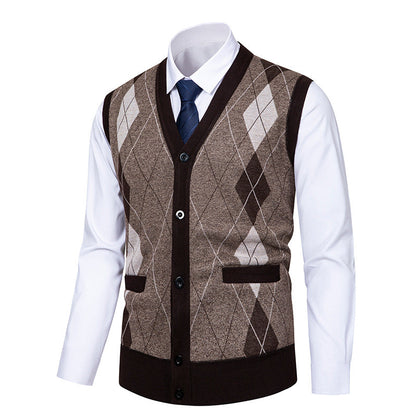 Cardigan homme élégant motif losanges moderne