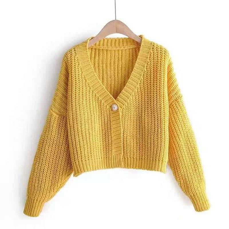 Cardigan femme décontracté, épaules dénudées, fermeture boutonnée