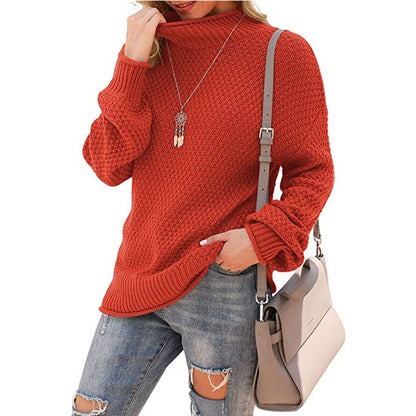 Pull col roulé confortable, tricot douillet