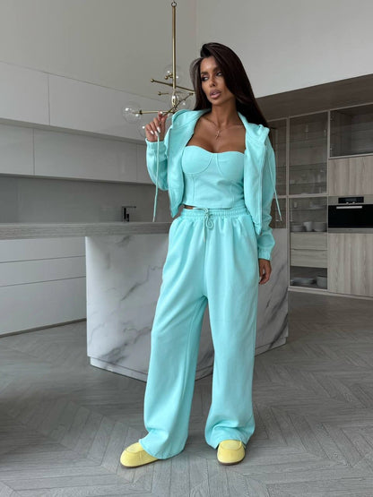Ensemble de survêtement à capuche femme, sportif et confortable