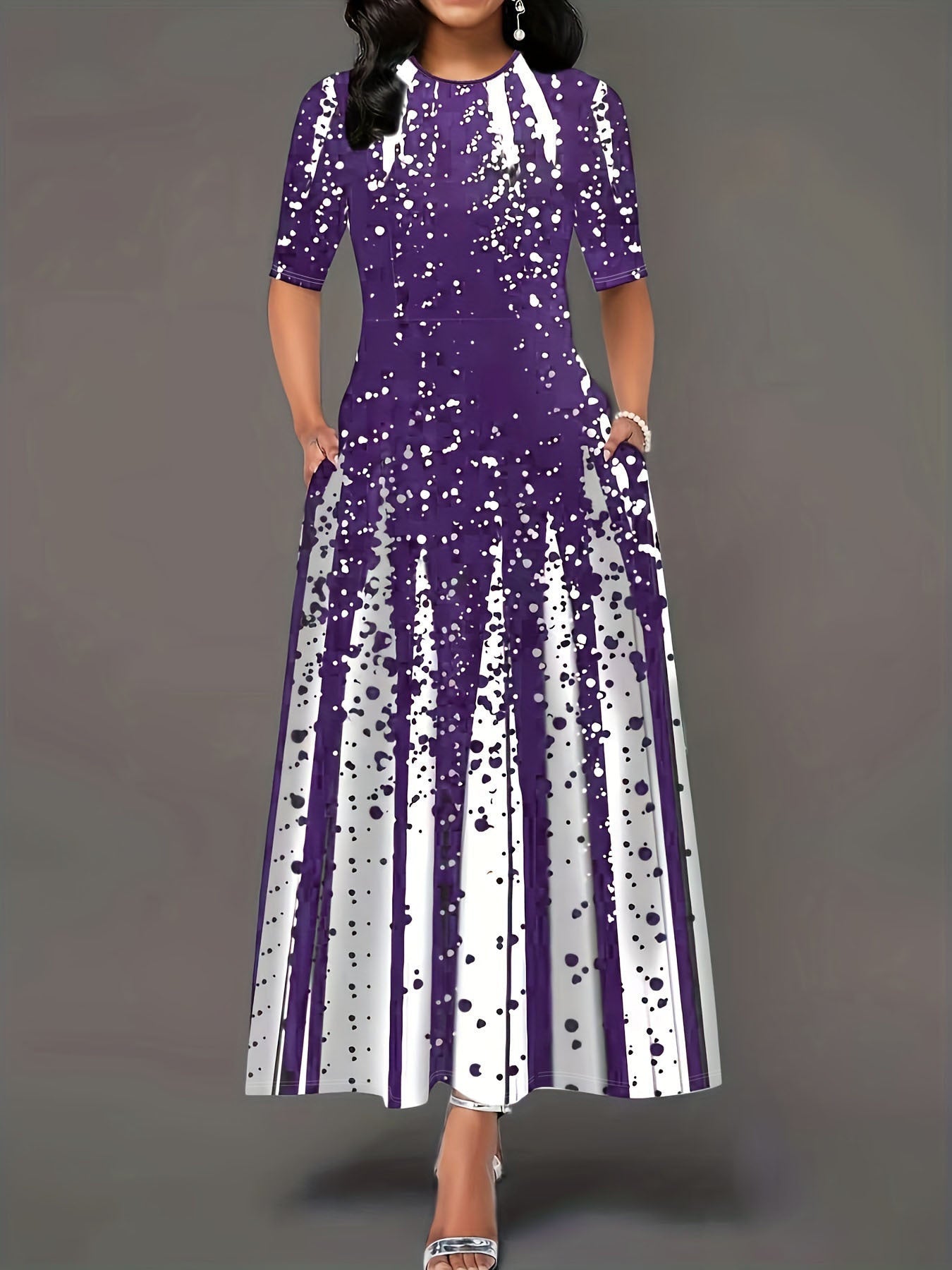 Robe longue femme élégante à motif floral pour l'été