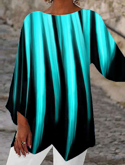 Blouse oversize pour femme, motifs modernes, grandes manches