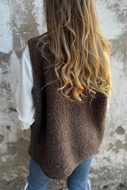 Elegant Sherpa Weste Damenjacke - IdealeKleiden