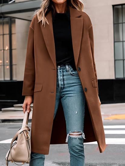 Trench-coat long et élégant en laine pour femme, coupe classique