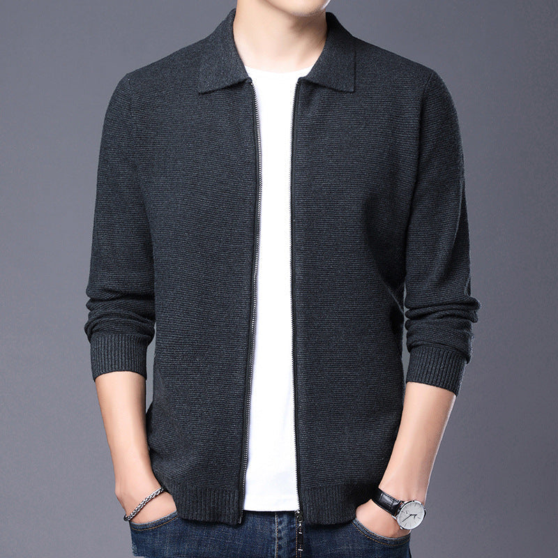 Cardigan élégant en laine slim fit avec fermeture éclair