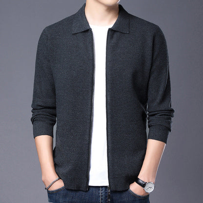 Cardigan élégant en laine slim fit avec fermeture éclair