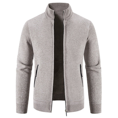 Cardigan Homme Élégant Col Montant Fermeture Éclair Poches