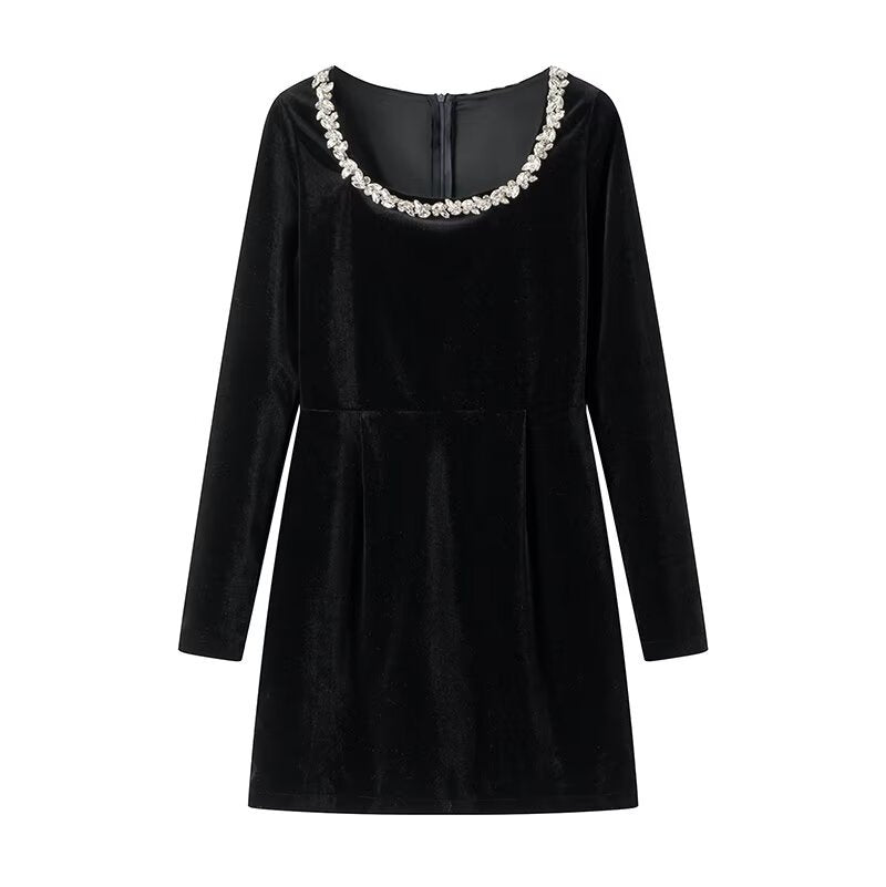 Robe élégante pour femme, mini-robe, décolleté en cristal