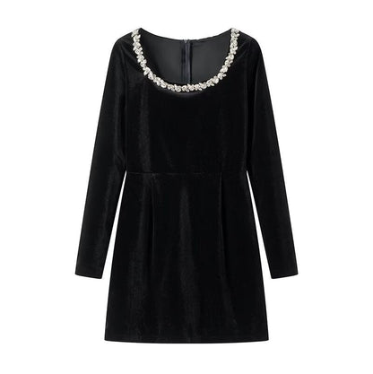 Robe élégante pour femme, mini-robe, décolleté en cristal