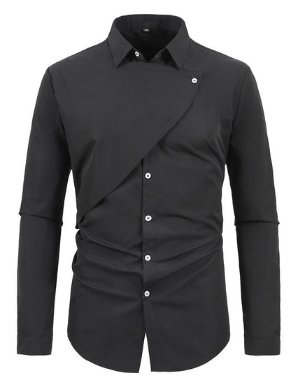 Chemise homme manches courtes asymétrique style élégant