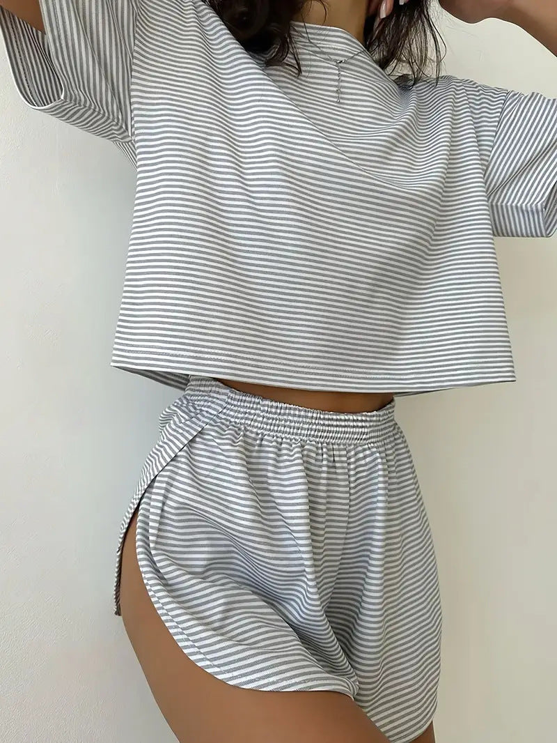 Haut d'été pour femme coupe décontractée et pantalon taille haute